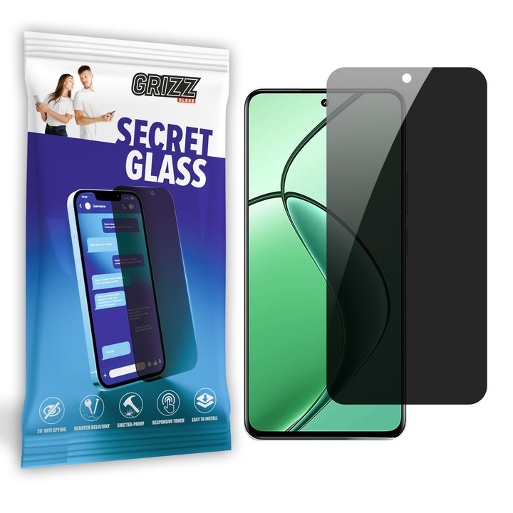 Защитно фолио за поверителност Grizz Glass за Realme P1, устойчиво на надраскване, лесен монтаж