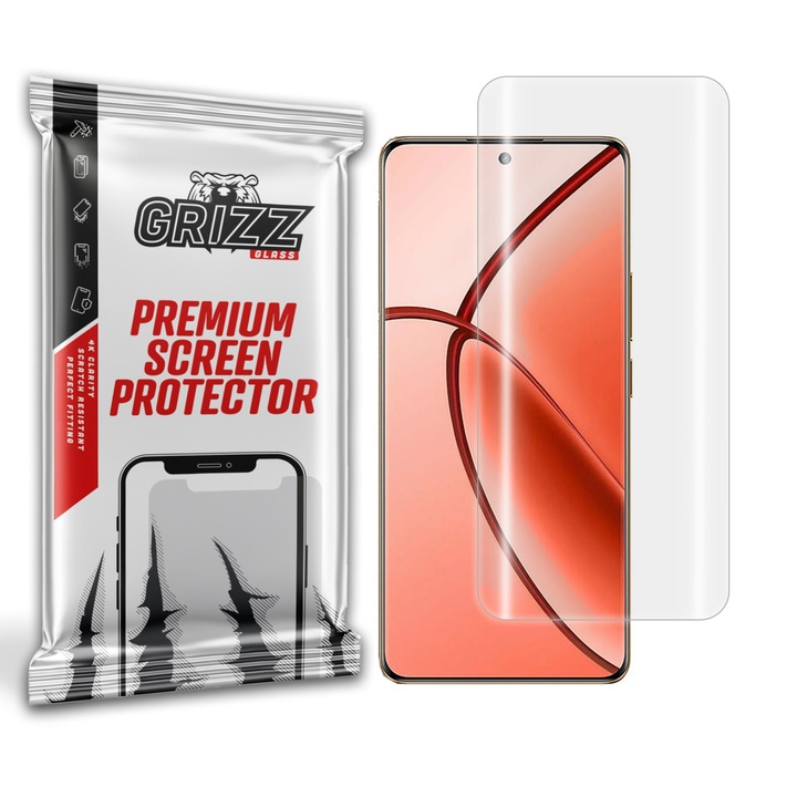 Защитно фолио Grizz Glass Hydrofilm, лесен монтаж, еластично, прозрачно, за Realme P1 Pro, комплект