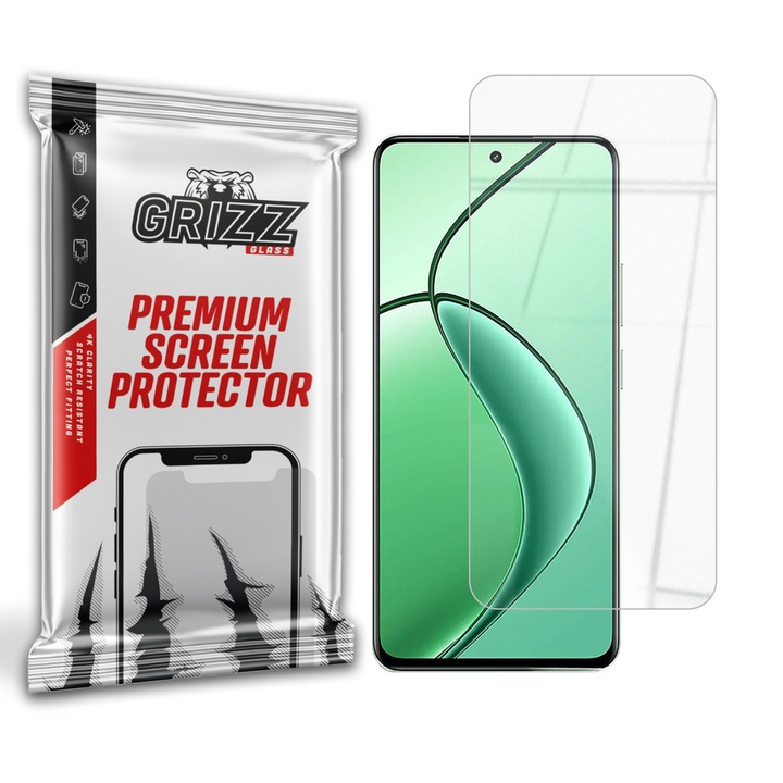 Защитно фолио Grizz Glass HybridGlass, устойчиво на надраскване и удар, прозрачно, за Realme P1
