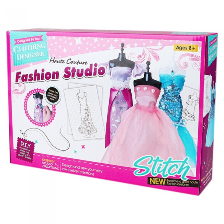 Set de Proiectare Moda, Askato, materiale incluse, 3 manechine, 29x7x20cm, +8 ani