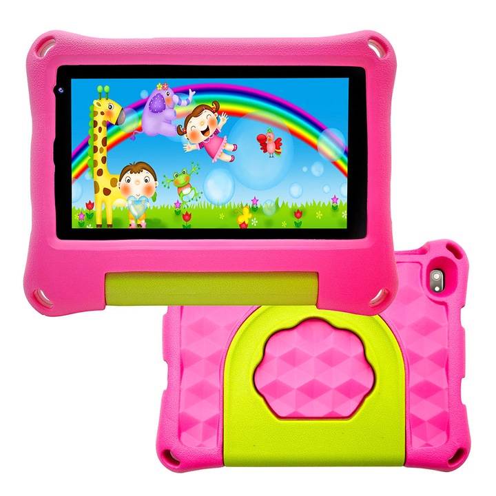 Tableta pentru copii NUBI Wintouch K714, Android, 2 GB RAM, 7 inchi, 32 GB, WIFI, Doua camere, Control parental, Roz