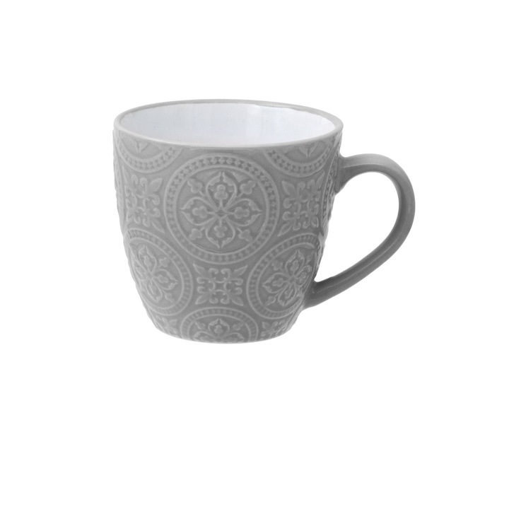 Чаша, релефна Мандала, сива, 230мл