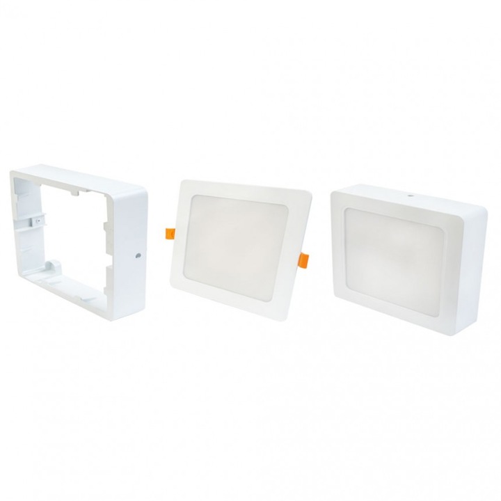 LED луна CARO 2в1 Lightex, За скрит и открит монтаж, Влагозащитена, 220V, 12W, IP54, CCT, 960lm, 145mm x 145мм/120mm x 120mm, Бял