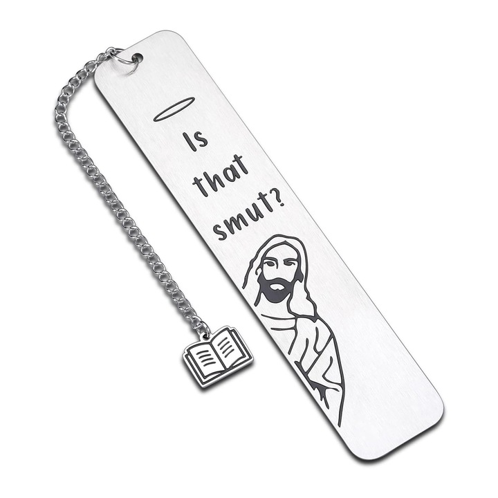 Semn de carte metalic cu Iisus, argintiu, 13x2.6cm