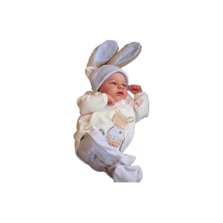 Детска кукла LHS207, MOSMAOO®, Винил, реалистичен външен вид, шапка, 3 години+, 49 см, бяла