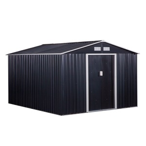 Casuta de gradina Outsunny, cu usi glisante, 4 ferestre de ventilatie, 322x277x192cm, Gri inchis