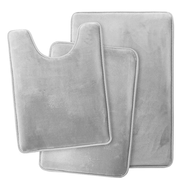 Set 3 Covorase Baie, Memory foam, Antiderapante 50 x 80 cm, Gri