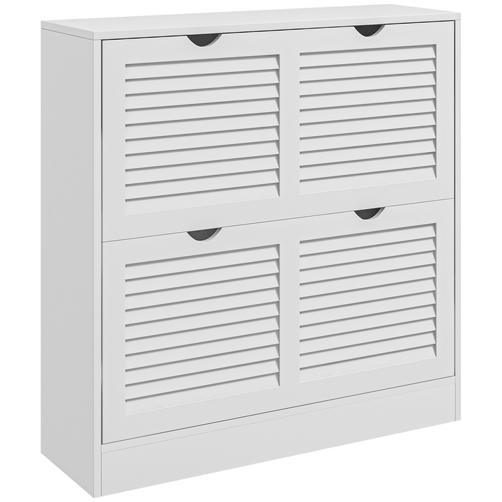Suport pantofi Homcom, 2 sertare, capacitate 16 perechi, alb, 81.5x25x83cm