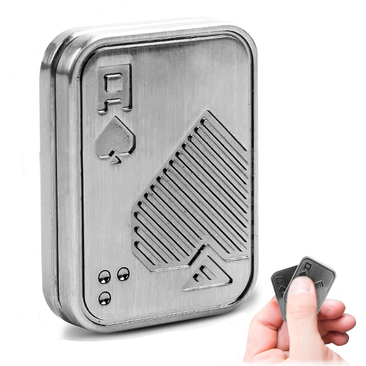 Dispozitiv Senzorial Metalic Antistres, Latauar, Tip Carti de Joc Magnetice, Argintiu