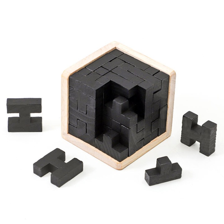 Пъзел играчка, 3D, дървен, за деца 8-12 години, 7.3x7.3x7.3cm