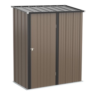 Casuta de gradina Outsunny, metal, cu incuietoare, maro si gri inchis, 161.5x94.5x196cm