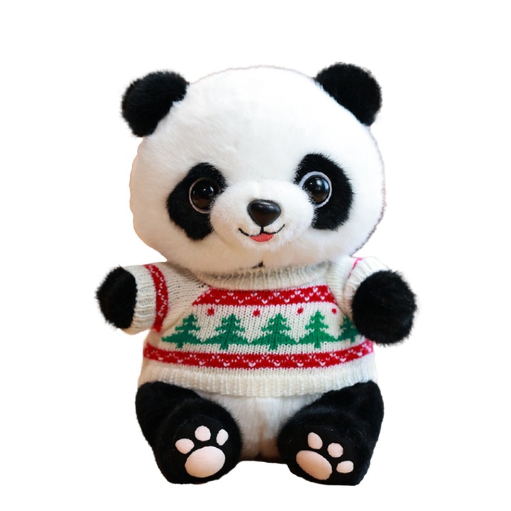 Плюшена играчка Панда, бяла, 25x14см