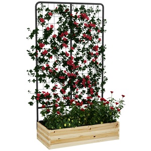 Jardiniera Outsunny, lemn si otel, 80x38x145cm, negru