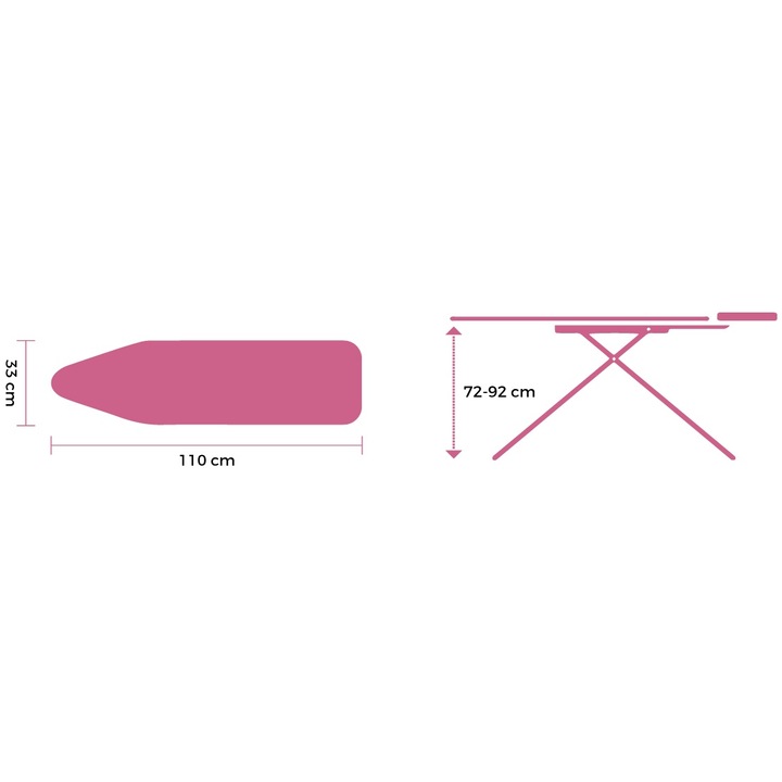 Masa de calcat, ares Suprafata de calcare 33X110 cm, Inaltime ajustabila ignifuga, monobloc, anti.alunecare