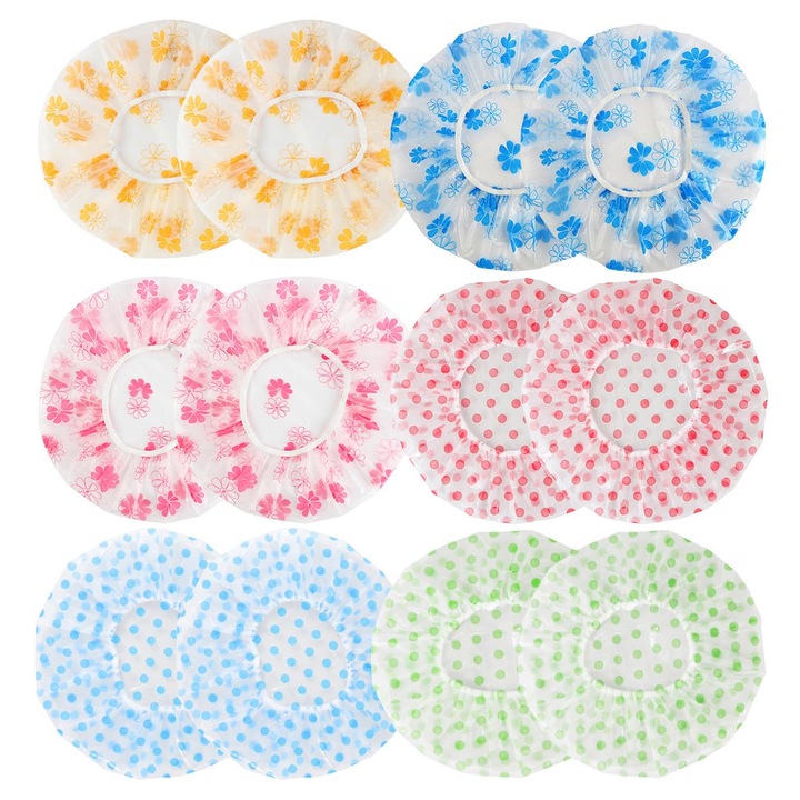 Set 12 casti pentru dus, enkourakoko®, EVA, Reutilizabile, Multicolor