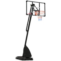 Cos de baschet reglabil, SPORTNOW, structura otel, tablou PC, negru si rosu, 111x70.5cm, inaltime 293-350cm