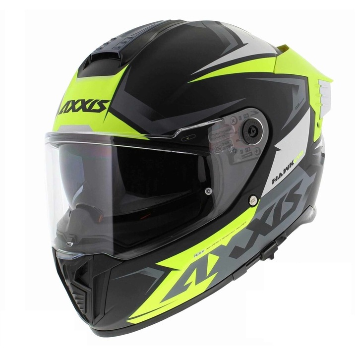 Casca integrala moto Axxis Hawk cu ochelari soare integrati, galben mat, XXL 63-64cm