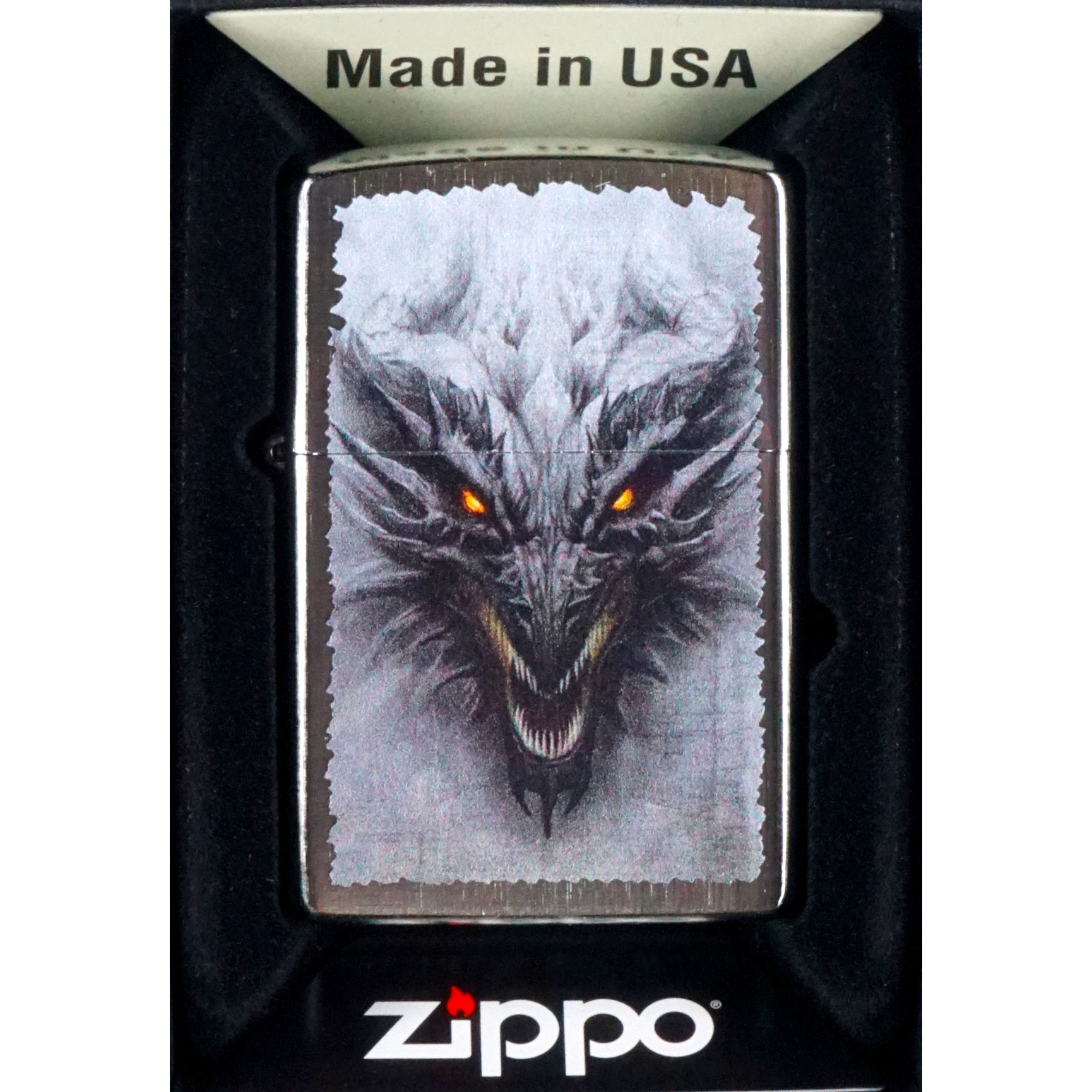 Set Bricheta Zippo, Dragon Design 2, WINDPROOF, in cutie cadou