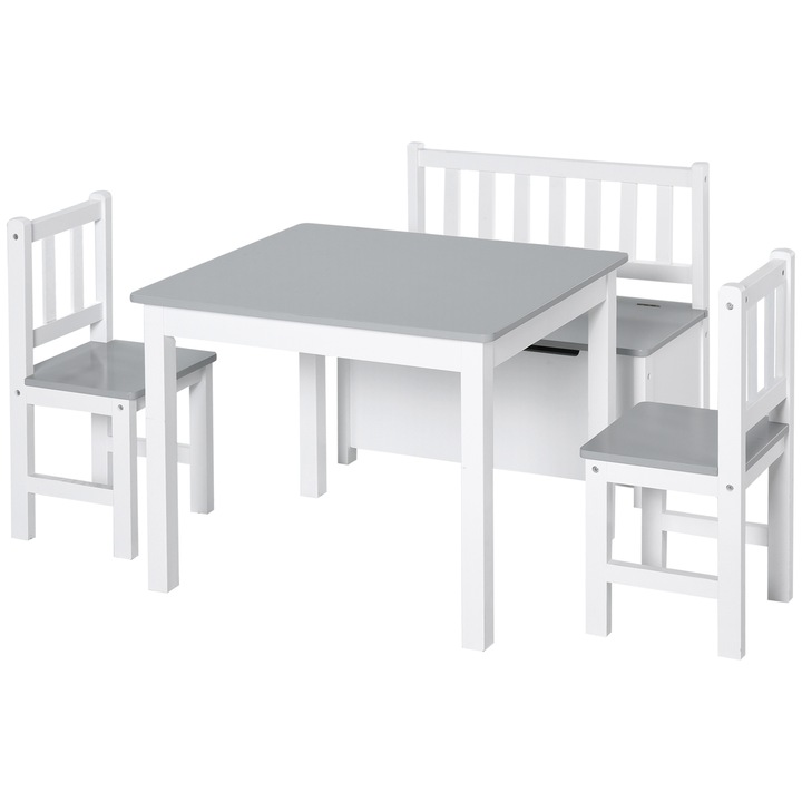 Set mobilier pentru copii, Homcom, lemn/MDF, 60x50x48cm, gri si alb