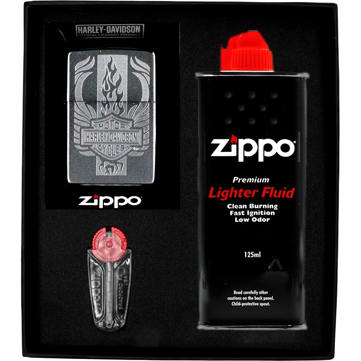 Set Zippo, Bricheta Harley Davidson 9, WINDPROOF, in cutie cadou