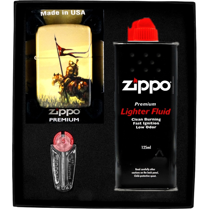 Set Bricheta Zippo, Medieval Design, WINDPROOF, in cutie cadou