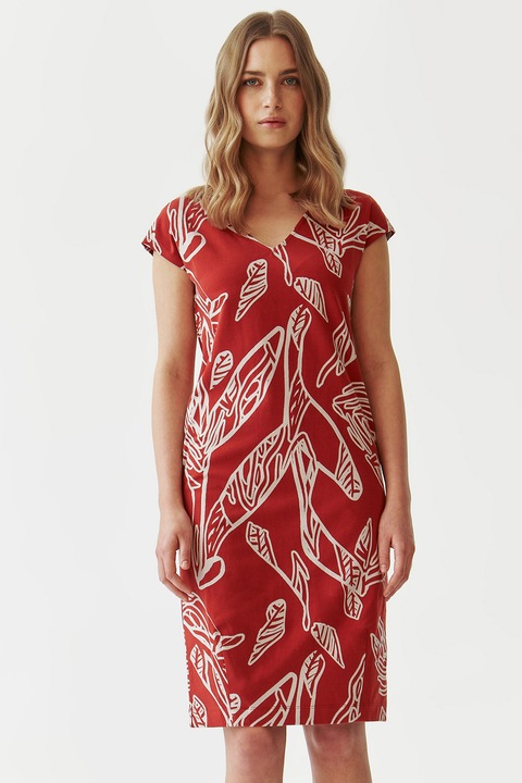 Tatuum, Rochie cu decolteu in V, Rosu/Alb