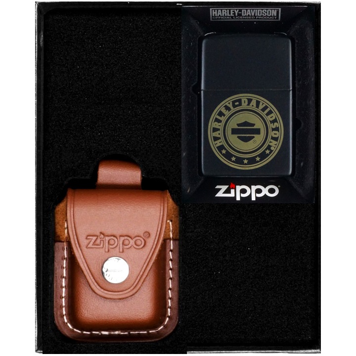 Set Bricheta Zippo Harley Davidson, WINDPROOF, in cutie cadou, metal