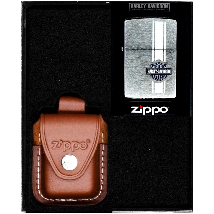 Set Zippo, Bricheta WINDPROOF, Harley Davidson Design, in cutie cadou