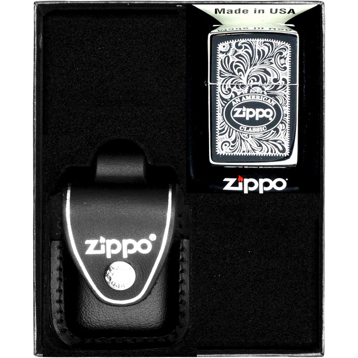 Set Bricheta Zippo American Classic, WINDPROOF, rezistenta la coroziune, in cutie cadou