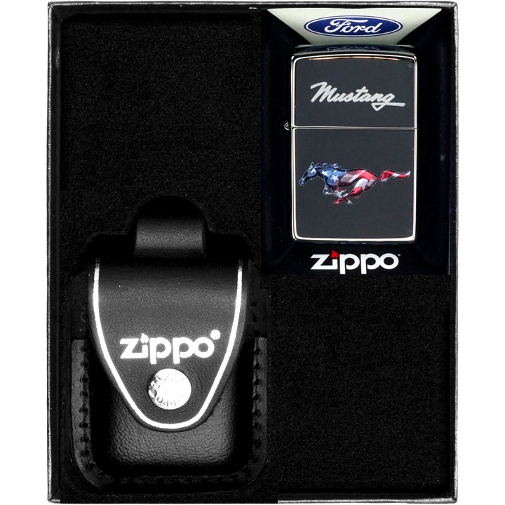 Set Zippo, Bricheta WINDPROOF, Motiv Ford, in cutie cadou