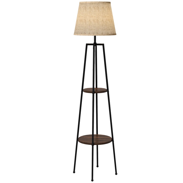 Lampadar Homcom, paralume din tesatura, negru si maro, 42x166cm