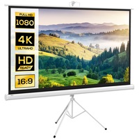 Ecran proiectie Homcom, trepied reglabil, 186x105cm, alb