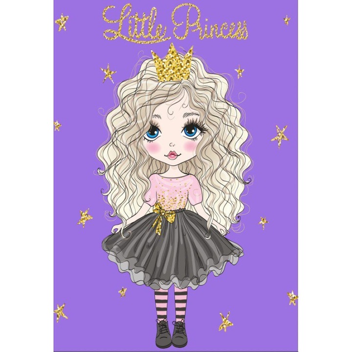 Covor camera copii, Antiderapant, Little Princess, Multicolor, 80x150cm