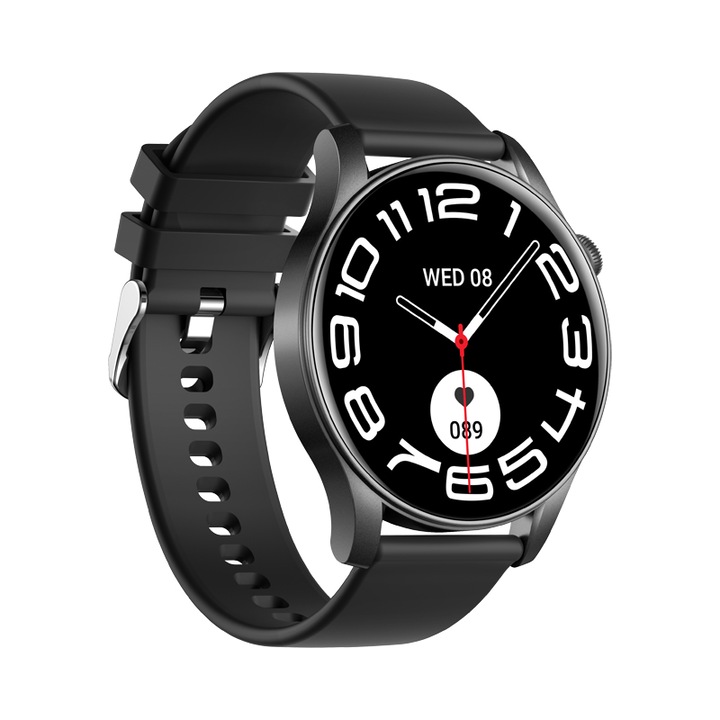 Часовник Smartwatch SolMi KM58, работещ с приложение Da Fit, за спорт и ежедневие, Bluetooth разговори, 1.85" цветен дисплей, Метален корпус, Водоустойчив IP67, Черен цвят