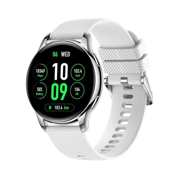 Смарт Часовник Smartwatch SolMi KM10 PRO, за спорт и ежедневие, силиконова каишка, приложение FitCloudPro, Silver