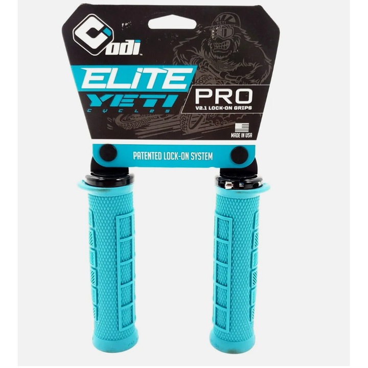 Kerékpár markolatok ODI Elite Pro Lock-On, ergonomikus kialakítás, türkiz