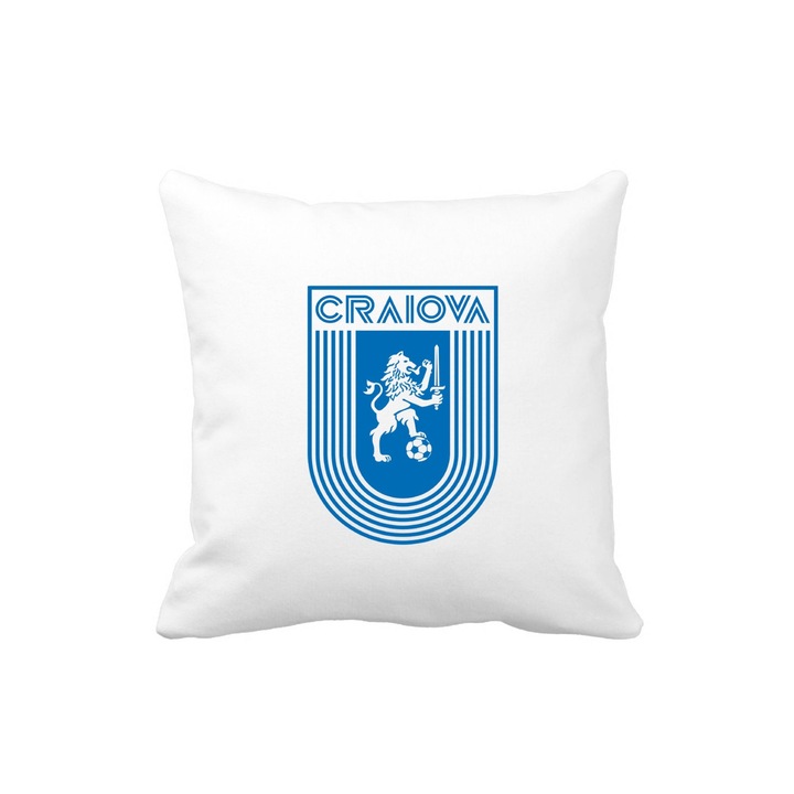 Perna cu sigla echipei de fotbal Universitatea Craiova, 40 x 40 cm, suporter Craiova, poliester, alba