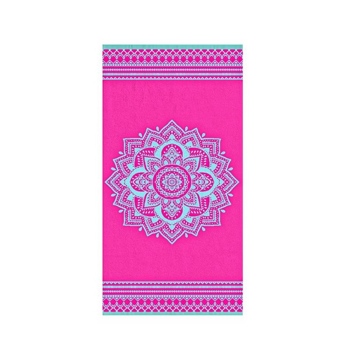 Prosop de plaja, 150x75 cm, Bumbac, Fucsia, ATU-V4778
