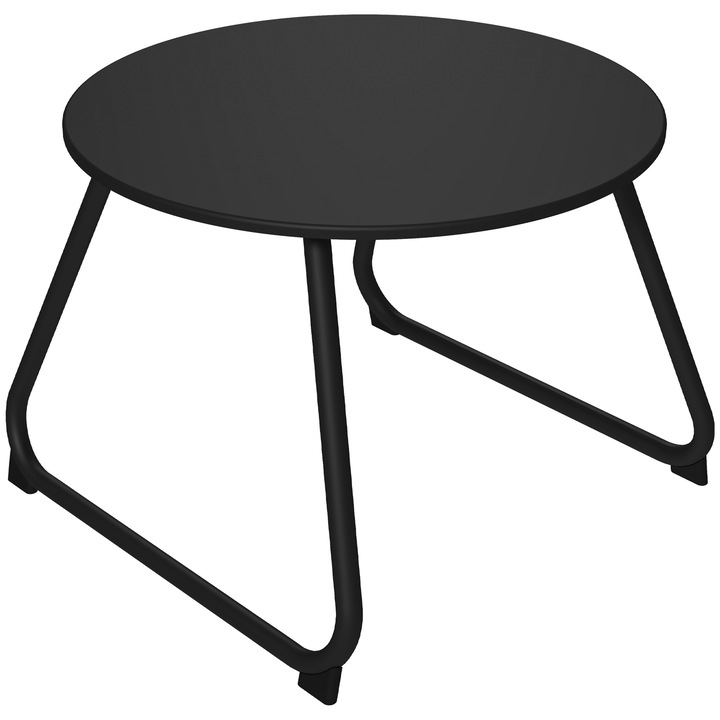 Masuta de gradina Outsunny, metal, picioare reglabile, negru, 48x37cm