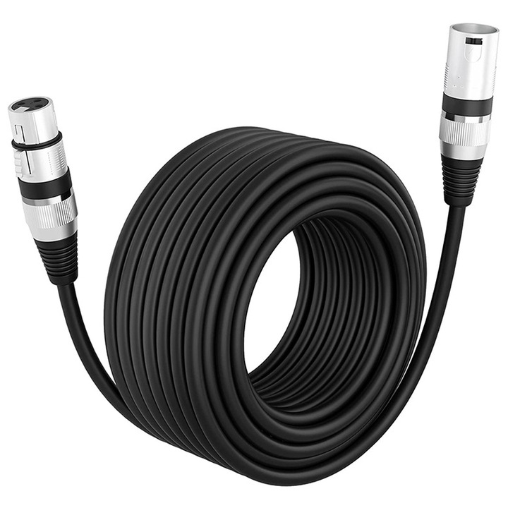 Cablu audio stereo XLR, SINBINTA, 2m, Conectori Mama-Tata, Usor de instalat, Pentru cabluri de microfon wireless, Mixer audio, Power amplifer, Miez de cupru anaerob de inalta - puritate, Negru