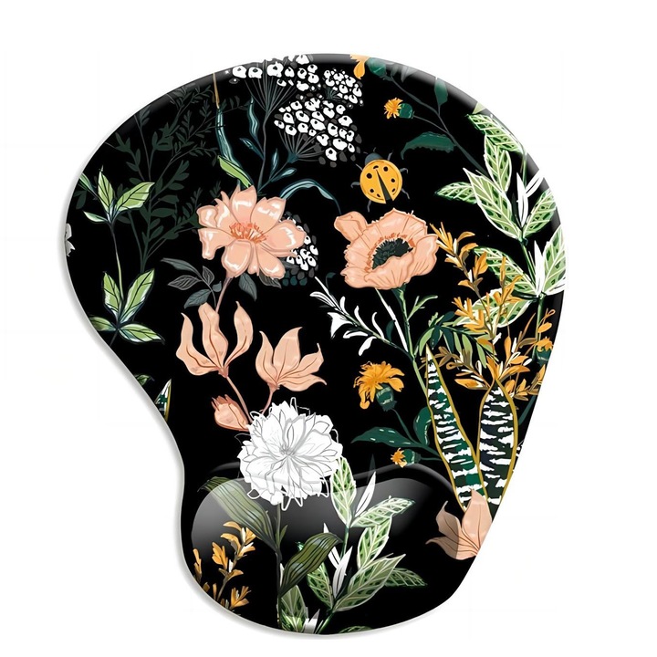 Подложка за мишка с гел, 230 x 200 mm, Ергономична опора, Облекчава умората на ръцете и болката в китката, черна