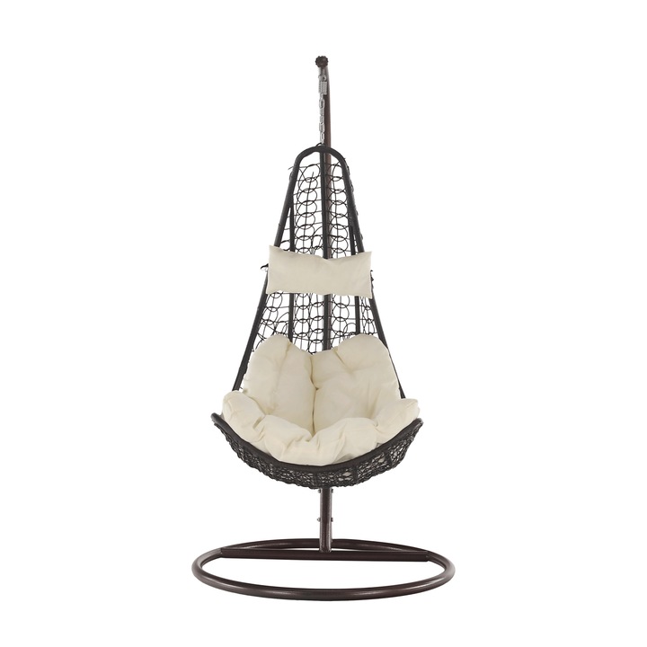 Окачено Кресло Dacenergy, Метална Конструкция, Изработено От Изкуствена Ракита, С Голяма Възглавница, 1 Човек, 105 X 105 X 195 См, Кафяво И Кремаво