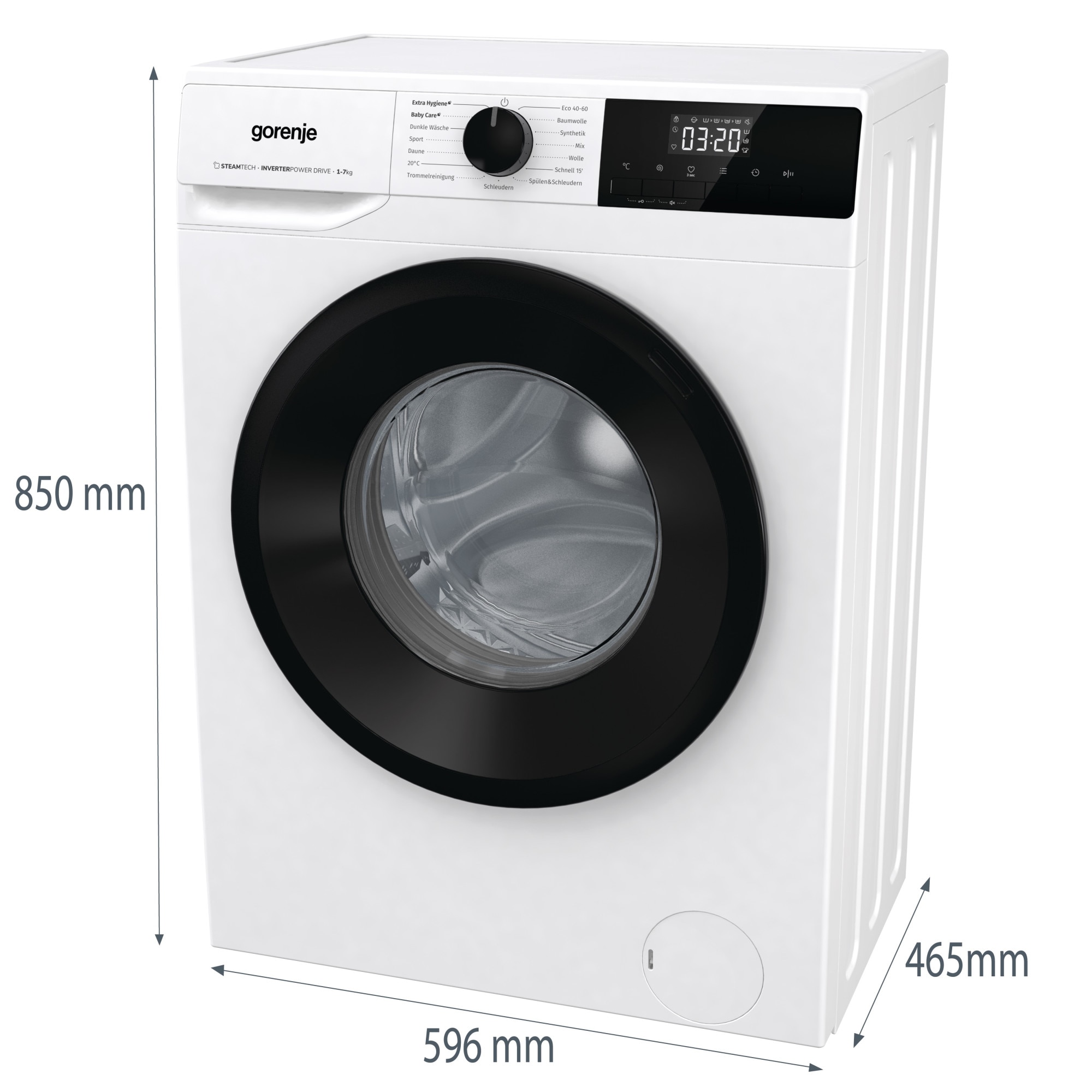 Masina De Spalat Rufe Frontala Gorenje W2NHPI74SCPS, Clasa C, 7 Kg, 1400 Rpm, Alb