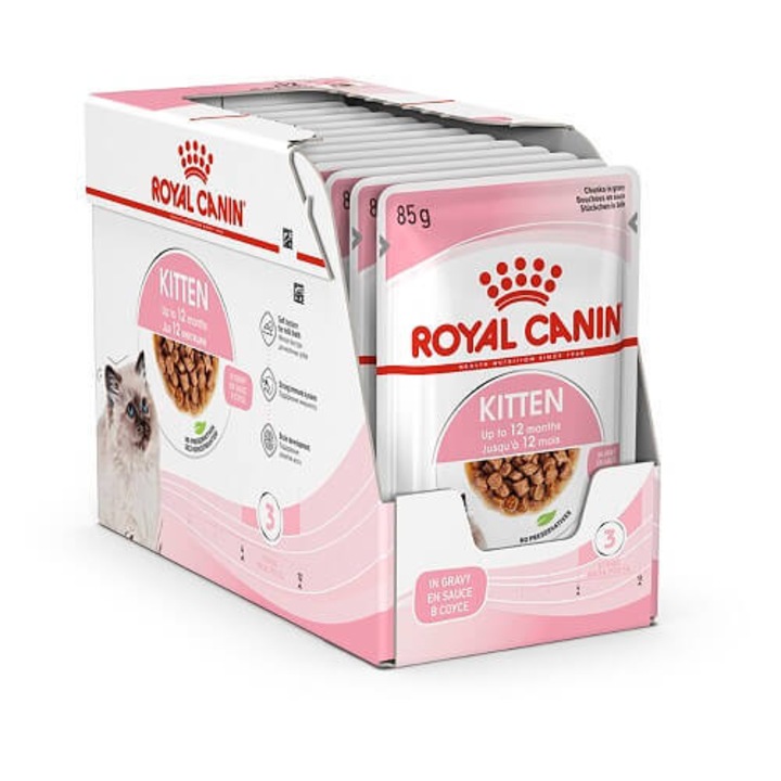Hrana umeda pentru pisici, Royal Canin, Kitten Gravy, 12x85 g