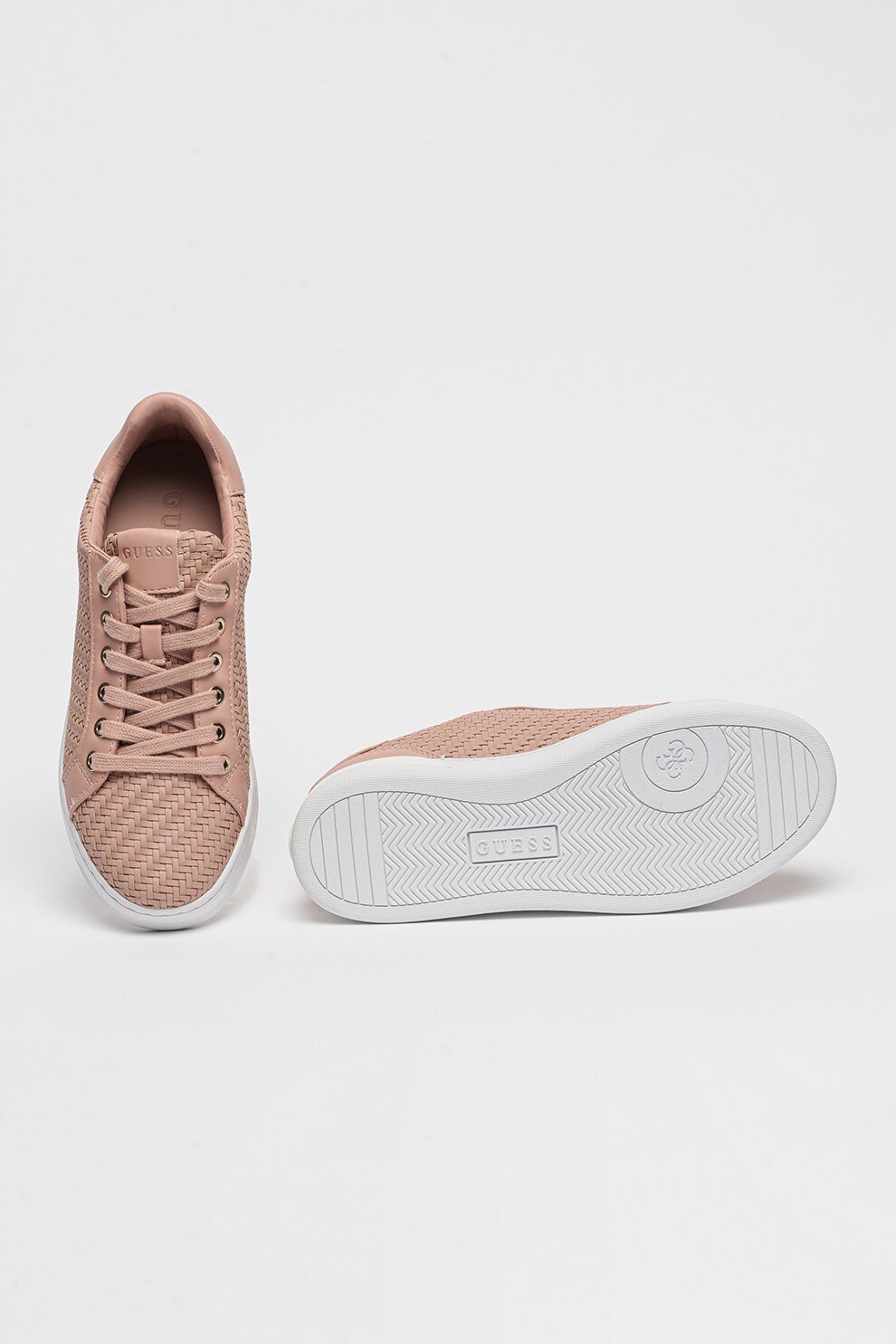 Guess Róz GUESS, Pantofi sport cu aspect impletit, Roz prafuit, 41 - eMAG.ro