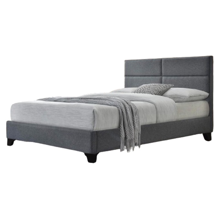 Pat tapitat Houston 140x200cm, suport saltea inclus, culoare Gri