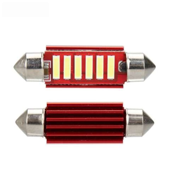 Led auto, GyafiTuning, 41mm 6 smd 7020, alb rece, canbus, led spot, C5W, C10W Lumina foarte puternica