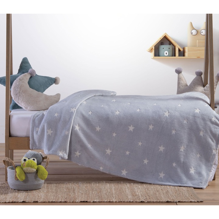 Patura pentru copii, 160x220 cm, Nef Nef, poliester, Gri
