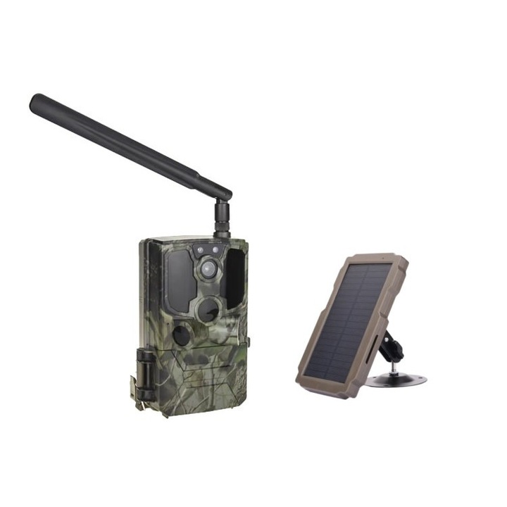 4G професионална камера за лов на живо с 3W соларен панел, E40G, 14MP, 2.7K видео, IR20m