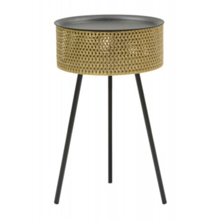 Masuta auxiliara aurie/neagra din metal, ∅ 40 cm, Glovy Mauro Ferretti